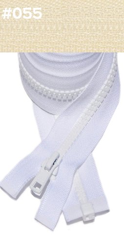 YKK Vislon Zipper, 5 Molded Plastic Separating Bottom - Medium Weight (Select Color and Length) (055 Cream, Length 36 inches)