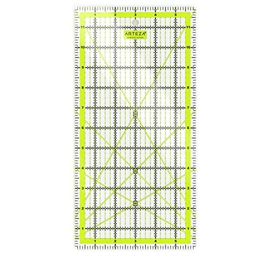 Arteza ARTZ-8126 ARTEZA Quilting Ruler, Laser Cut Acrylic Quilters' Ruler  with Patented Double Colored Grid Lines for Easy Precision Cutting