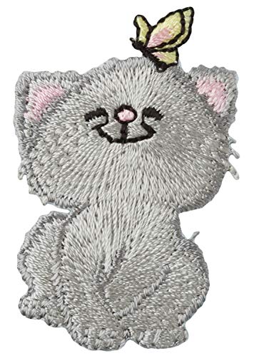 Simplicity Gray Kitten Applique Clothing Iron On Patch, 1.5'' x 2'', Multicolor