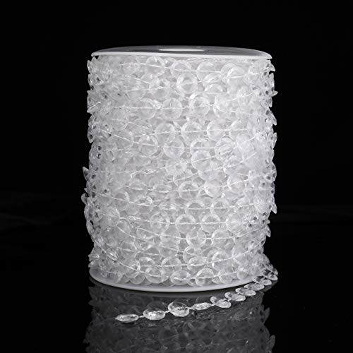 AWAYTR 99FT Clear Acrylic Crystal Bead Strands - Making Curtain, Decoration Tree, Wedding and Party Celebration (White)