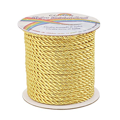 OLYCRAFT 30 Yards 5mm Twisted Nylon Cord Rope 3-Ply Gold Twisted Cord Trim  for Home Decor, Crafts Making and Costume Crafting