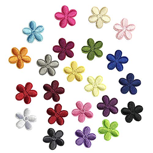 Juland 23PCS Mini Sun Flower Embroidered Patches Self Adhesive Embroidered Custom Backpack Patches for Men, Women, Boys,