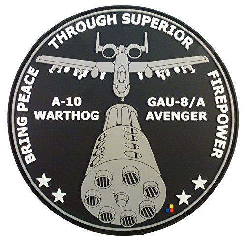 LEGEEON Peace Through Superior Firepower A-10 Warthog GAU-8/A Avenger Morale PVC Rubber 3D Touch Fastener Patch