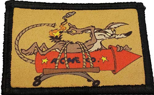RedheadedTshirts Looney Tunes Wile E Coyote Rocket Morale Patch -Made in The USA- Funny Tactical Army Hook Patches Perfect for Your Plate