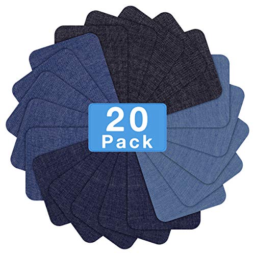 HTVRONT Iron on Patches for Clothing Repair 20PCS, Denim Patches for Jeans  Kit 3 by 4-1/4, 4 Shades of Blue Iron On Jean