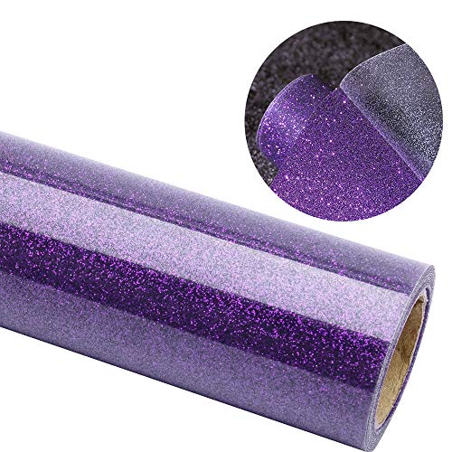 tiptopcarbon Glitter Iron On Heat Transfer Vinyl Rolls Purple Precut 2 Sheets 12"x20" /Sheet for Fabric Bags Clothing Tshirt