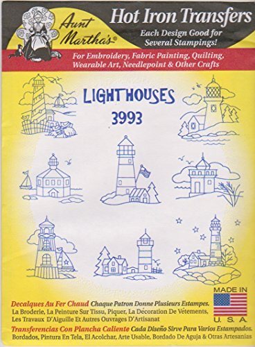 Aunt Martha's Lighthouses Aunt Martha's Hot Iron Embroidery Transfer