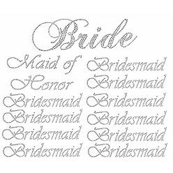 beads Lot of 12 Wedding Rhinestone Martini Iron on (1 Bride) (1 Maid of Honor) (10 Bridesmaid)