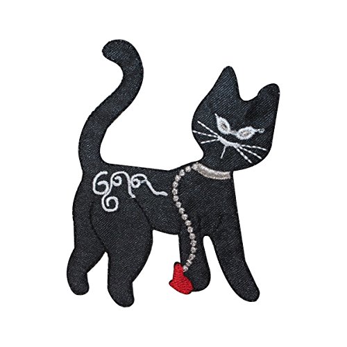 Cool-Patches ID 2892 Fancy Black Cat Patch Kitty Kitten Emblem Embroidered Iron On Applique