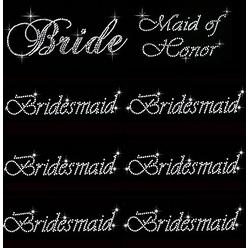beads Lot of 8 Rhinestone Wedding Iron on Transfer (1 Bride) (1 Maid of Honor) (6 Bridesmaid)