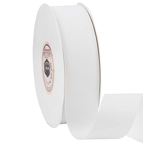 VATIN 1-1/2" Solid White Grosgrain Ribbon Spool -50 Yards, Great for Sewing, Gift Wrapping, Hair Bows, Flower Arranging, Home