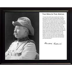 WeSellPhotos Theodore Teddy Roosevelt The Man in The Arena Quote 8x10 Framed Picture (Cowboy Hat and Uniform)