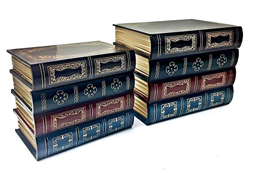Bellaa 25419 Book Box Bookends Hidden Storage Set of 2 Wood 8 inch