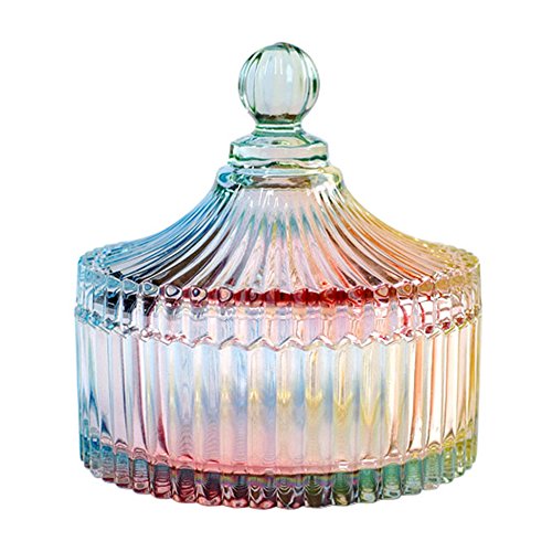 CHOOLD Luxury Colorful Tent Shaped Crystal Candy Jar with Lid,Clear Glass Apothecary Jar Wedding Candy Buffet Jar Food Jar