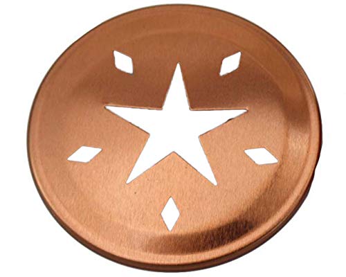 Mason Jar Lifestyle Copper Star Cutout Lid Inserts for Mason, Ball, Canning Jars (10 Pack, Regular Mouth)