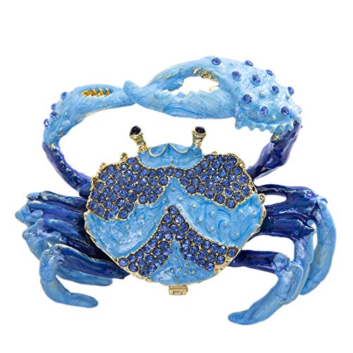 YU FENG Crab Jewelry Trinket Boxes Hinged Animal Jeweled Trinket Box Decorative Crab Collectible Figurine
