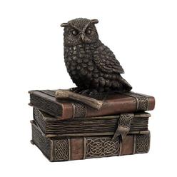 Veronese Design Bronzed Finish Wise Old Owl Trinket Box