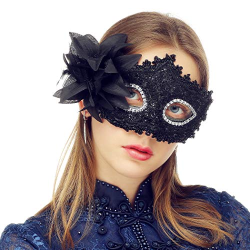 MYMENU Masquerade Mask for Women Shiny Glitter Party mask Venetian mask  Lace Eye Masks for Carnival Prom Ball Fancy Dress