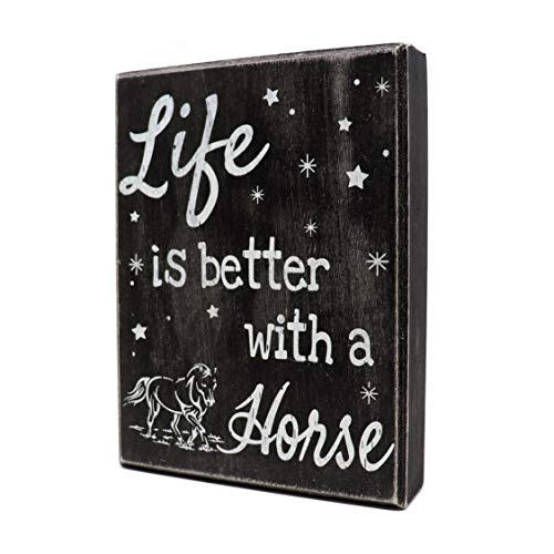 JennyGems - Life is Better with a Horse, Horse Lover Gift, Wood Sign - Horse Mom - Horse Gifts - Horse Decor Sign - Horse