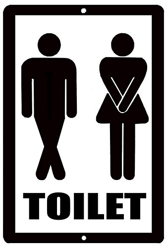 Rogue River Tactical Funny Bathroom Sign Metal Tin Sign Men Women Toilet  Holding It