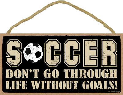 SJT ENTERPRISES, INC. Soccer - Don't go Through Life Without Goals 5" x 10" Primitive Wood Plaque Sign (SJT94499)