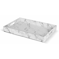 Home Redefined Beautiful Modern Elegant 18"x12" Rectangle Marble Faux Leather Decorative Ottoman Coffee Table Perfume Living