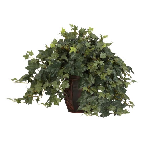 Nearly Natural 6660 Puff Ivy with Vase Decorative Silk Plant, Green