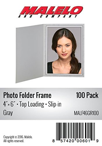 Malelo and Company Cardboard Photo Folder Frame 4x6 - Pack of 100 - Gray
