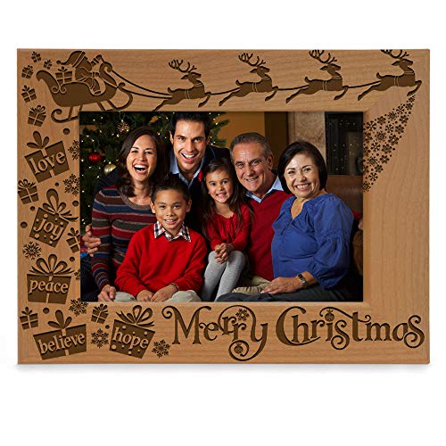 KATE POSH Merry Christmas Love Peace Joy Believe Hope, The Magic of Christmas Family Picture Frame. Santa, Reindeer and