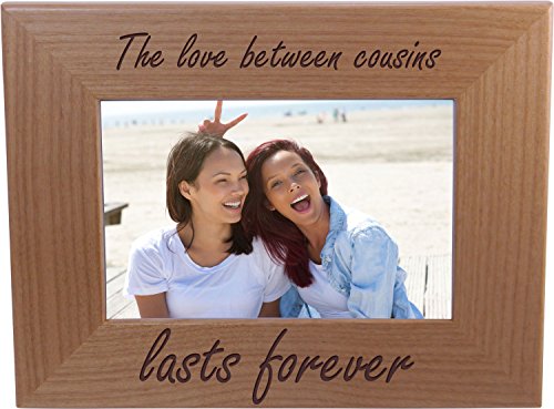 CustomGiftsNow The love between cousins lasts forever - 4x6 Inch Wood Picture Frame - Great Gift for Birthday, or Christmas for a cousin