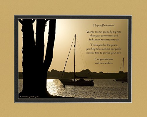 Retirement Gifts Employee or Coworker Boats at Dusk Photo with Retirement Appreciation Poem. Special Unique Retiree Gifts