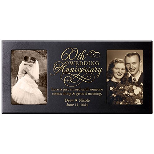 LifeSong Milestones Personalized 60th Anniversary Picture Frame Gift Custom 60 Year Parent Wedding Diamond Ideas 8x16 Holds 2