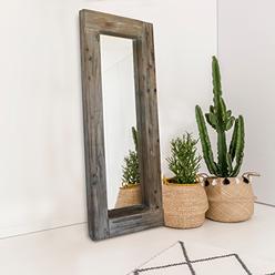 barnyard designs full length floor mirror - unfinished wood leaner mirror, large full body rustic frame, standing, leaning or
