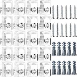tatuo 20 sets of mirror holder clips kit, clear plastic mirror mounting clips crystal mirror hanging hardware frameless mirro