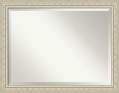 Amanti Art Framed Vanity Mirror | Bathroom Mirrors for Wall | Fair Baroque Cream Mirror Frame | Solid Wood Mirror | X-Large