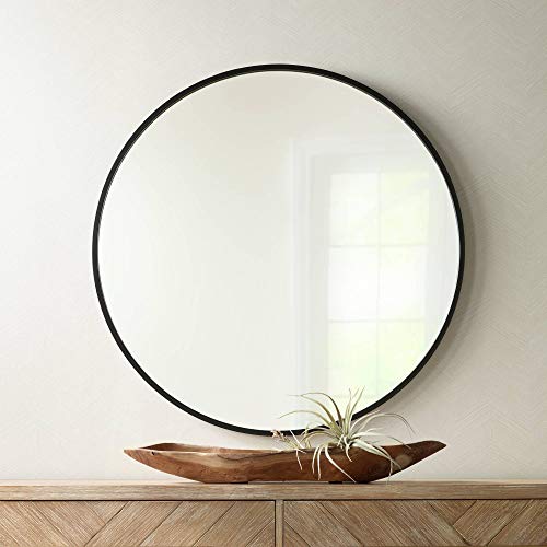 Uttermost Mayfair Matte Black 34" Round Wall Mirror