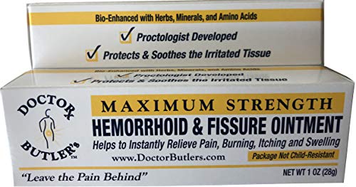 Doctor Butler's Hemorrhoid & Fissure Ointment - Hemorrhoid Treatment with Lidocaine, Pure Aloe Vera, Amino Acids and