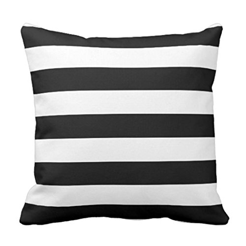 Emvency Throw Pillow Cover Horizontal Black and White Stripe Wide