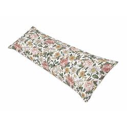 Sweet Jojo Designs Vintage Floral Boho Body Pillow Case Cover (Pillow Not Included) - Blush Pink, Yellow, Green and White