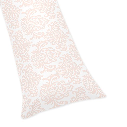 Sweet Jojo Designs Pink Damask Full Length Double Zippered Body Pillow Case Cover for Amelia Collection