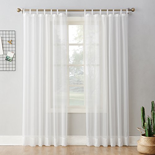 No. 918 52457  Emily Sheer Voile Tab Top Curtain Panel, 59" x 95", White