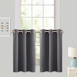 RYB HOME Grey Blackout Valances Curtain Panels - Thermal Insulated Curtains Tier Short Blind for Kitchen / Living Room Energy