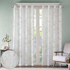 Madison Park Botanical Sheer Curtains for Bedroom, Modern Contemporary Linen Grommet Living Room, Nature Summer Fashion