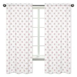 Sweet Jojo Designs Red and White Window Treatment Panels Curtains for Baseball Patch Sports Collection - Set of 2
