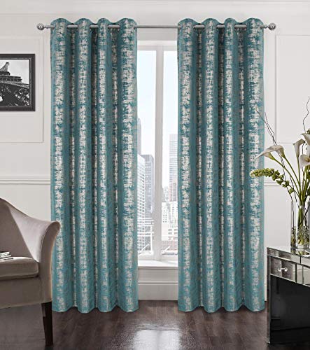Alexandra Cole Soft Velvet Curtains 84 Inches Length Luxury Room Darkening Bedroom Curtains Gold Foil Print Window Curtains