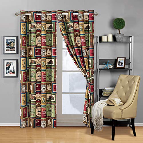 Rugs 4 Less Rustic Southwestern Great Outdoors Wilderness Cabin and Lakehouse Grommet Curtain Set with Plaid Patterns and