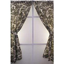 The Curtain Shop Classic Victorian Toile 68Wx54L Panel Pair-Black