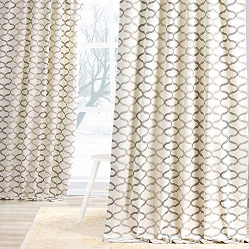 HPD Half Price Drapes PRCT-D02-108 Printed Cotton Curtain (1 Panel), 50 X 108, Illusions Silver Grey