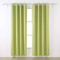 Deconovo Luxury Dupioni Faux Silk Thermal Insulated Top Grommet Blackout Curtains,52" W x 63" L,Color: Green,1 Pair