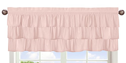Sweet Jojo Designs Solid Color Blush Pink Shabby Chic Ruffle Window Treatment Valance for Harper Collection by Sweet Jojo Designs